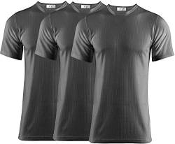 Thread Linens 3er-Pack Herren-Thermo-T-Shirt, Körperwärmer, Basisschicht, Thermo-Unterwäsche für Herren, Größe S-XXL Gr. M, anthrazit von Thread Linens