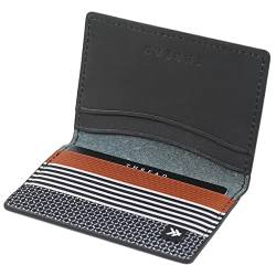 Schlanke, minimalistische Faltbörse für Damen und Herren mit RFID | kleines elastisches Kreditkartenetui für Fronttasche, Braun/Schwarz, Classic von Thread Wallets