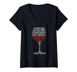 Damen Wein-Typografie Wortkunst T-Shirt mit V-Ausschnitt von Threadrock