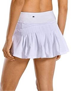 ThreeH Falten-Tennisrock Damen hoch taillierte sportliche Golf-Röcke Röcke für Running Casual Yoga,Weiß von ThreeH