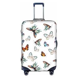 Thril Flying Butterflies Trolley Kofferüberzug Elastische Kofferhülle Damen Mädchen Gepäckhülle Medium, weiß, L von Thril