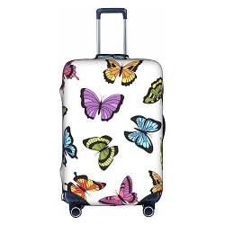 Thril Schöner Schmetterling Trolley Kofferbezug Elastische Kofferhülle Damen Mädchen Gepäckabdeckung Medium, weiß, L von Thril