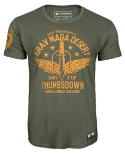 Thumbsdown Krav MAGA T-Shirt. Israel Combat Division. Herren Baumwoll-T-Shirt mit Aufdruck (Größe Large) von Thumbsdown