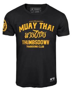 Thumbsdown Muay Thai T-Shirt. Thai Boxing Club. Herren Baumwoll-T-Shirt mit Aufdruck (Größe Large) von Thumbsdown