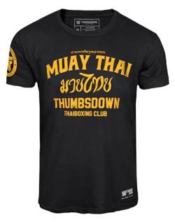 Thumbsdown Muay Thai T-Shirt. Thai Boxing Club. Herren Baumwoll-T-Shirt mit Aufdruck (Größe Medium) von Thumbsdown