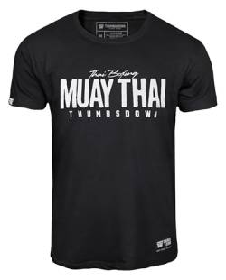 Thumbsdown Muay Thai T-Shirt. Thai Boxing. Herren Baumwoll-T-Shirt mit Aufdruck (Größe Large) von Thumbsdown