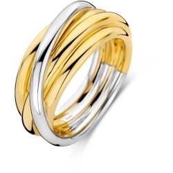 TI SENTO MILANO Ring der Marke Ring aus Sterlingsilber in Goldfarbe Silber und mit Gelbgold vergoldet. Die Größe beträgt 60. Die Breite beträgt 9,2 mm. Die Referenz lautet 12056SY/60, Sterling Silber von Ti Sento Milano