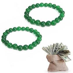 TiSkying 2 Stück Feng Shui Glücksbringer Armband Grüne Glücksbringer Armbänder Geld-Armband anziehen Armband mit dreifachem Schutz aus grünen Steinperlen Glücksgeschenk von TiSkying
