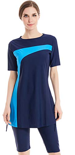 TianMai Heiß Neu Muslimische Bademode islamisch Kurz Ärmel Blume Bescheiden Badeanzug Strandkleidung Burkini Dame Ausschlag Bewachen Surfen Passen Kostüm (Int'l 2XL, H) von TianMai