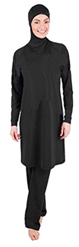 TianMai Muslimischen Badeanzug für Damen Muslim Islamischen Full Cover Bescheidene Badebekleidung Modest Muslim Swimwear Beachwear Burkini (Schwarz, Int'l 4XL) von TianMai