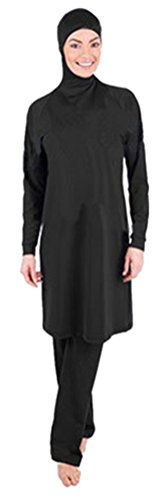 TianMai Muslimischen Badeanzug für Damen Muslim Islamischen Full Cover Bescheidene Badebekleidung Modest Muslim Swimwear Beachwear Burkini (Schwarz, Int'l XL) von TianMai