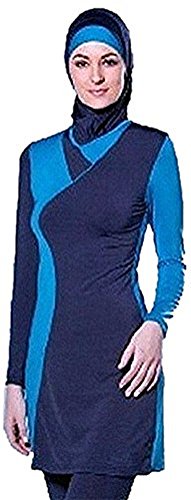 TianMai Neue Muslimische Bademode Muslim Islamischen Bescheidene Full Cover Badebekleidung Modest Swimwear Beachwear Burkini für Frauen (Blau, Int'l L (EU-Größe 38-40)) von TianMai