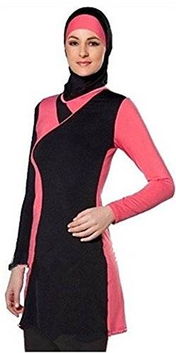 TianMai Neue Muslimische Bademode Muslim Islamischen Bescheidene Full Cover Badebekleidung Modest Swimwear Beachwear Burkini für Frauen (Rosa, Int'l 5XL (EU-Größe 48-50)) von TianMai