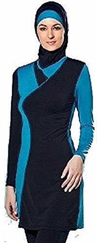 TianMai Neue Muslimische Bademode Muslim Islamischen Bescheidene Full Cover Badebekleidung Modest Swimwear Beachwear Burkini für Frauen (Schwarz, Int'l L (EU-Größe 38-40)) von TianMai