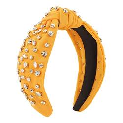 Haarreifen Damen Breit Kopfband Haarband Retro Modische Stirnbänder für Frauen Mädchen Stirnbänder Vintage Stirnband breiter Knoten Strass Haarreifen für Strass Haarband Modische Haarreife Rutschfeste von TianWlio