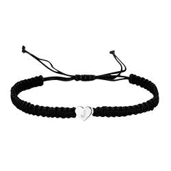 Personalisiertes Armband mit 26 Initialen, Kupfer, Herz, Buchstabe, gewebtes Armband, zierliches Herz-Charm-Armband, gewebtes Armband für Männer, Frauen, Mädchen Fitness Armband Herren (J, One Size) von TianWlio