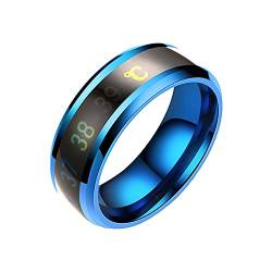 Ring Temperatur Körpertemperatur Stahl Paar Ringfarbe Smart Temperatur Stahl ändern Ringe Männer Frauen Paar Ringe Verstellbar Freundschaftsringe für Hochzeits Band Verlobungsringe (blue, One Size) von TianWlio