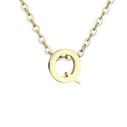 TianWlio Damen Halskette Einfache Mode Ketten Anhänger Zarte Gold-Halskette für Frauen, niedlicher Buchstabe-Namen-Halskette für Mädchen, einfacher Schmuck Halskette Einstellbar Lang (Q, One Size) von TianWlio
