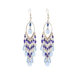 TianWlio Mode Kristall Strass Ohrringe Schmuck Geschenke 1 paar perlen ohrringe charme böhmischen tropfen frauen baumeln ohr bunte quasten ohrringe Ohrhänger Hochzeit Abschlussball (Blue, One Size) von TianWlio