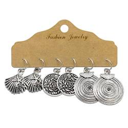 TianWlio Ohrringe Damen Ohrhänger Boho Kristall Damen-Ohrring-Set, 3 Paar, Set aus Faux-Türkis-Quasten, geometrischen, baumelnden Haken-Ohrringen, Schmuck Ohrringe Damen Hängend Leicht (G, G) von TianWlio