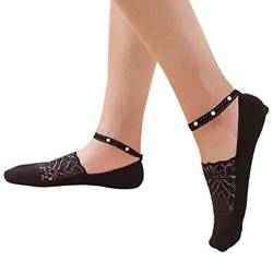1/4 Paar dünne Perlen-Spitzensocken, Damen-Socken, rutschfeste Knöchelsocken, unsichtbare Spitzensocken, niedliches Netz, transparente Spitzeneinlage, Bootssocken für Frauen von Tianbi