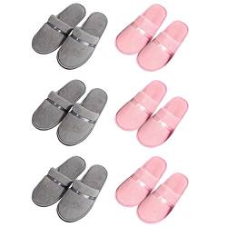 Tianmao 6 Paar Damen Slipper Hotelslipper Frottierslipper Herren Hausschuhe mit Geschlossenen Zehen Universalgröße 28.5 * 11cm Korallenvlies Gästepantoffeln für Spa, Party Gäste, Hotel und Reisen von Tianmao