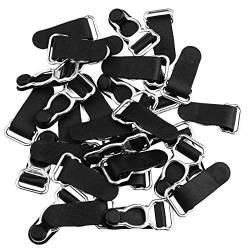 TiaoBug 30/50Pcs Kunststoff Korsett Bein Clips Strumpfband Klemmen Strumpfhalter Riemen Clips Strapshalter Silber&Schwarz One Size von TiaoBug