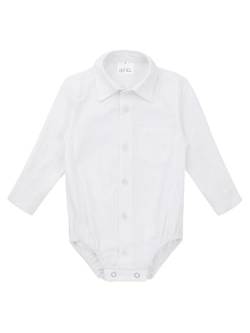 TiaoBug Baby Hemd-Body Langarm mit Kragen Strampler Baby-Jungen Hemd festlich Bodysuit Anzug Hemd für Hochzeit Taufe Geburtstag Geschenk Sommer Kleidung Weiß 80 von TiaoBug