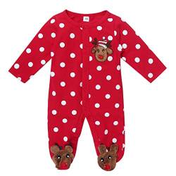 TiaoBug Baby Jungen Mädchen Langarm Fleece Body Strampler Weihnachten Jumpsuit Overalls Herbst Winter Kleidung Polka Dots 68 von TiaoBug