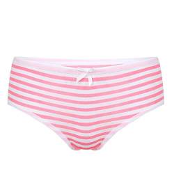 TiaoBug Damen Hipster Panty Stretch Baumwolle Unterhosen Brasilien Slips Gestreifte Unterwäsche Bikini Briefs Hüftslip mit Schleife Rosa weiß gestreift Einheitsgröße von TiaoBug