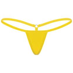 TiaoBug Damen Mini String Tanga Bikinihose Niedrige Taille Thong T-Back Unterhosen Erotik Unterwäsche Gelb D Einheitsgröße von TiaoBug