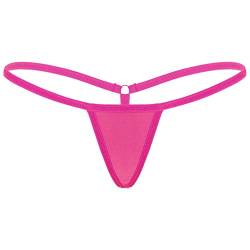 TiaoBug Damen Mini String Tanga Bikinihose Niedrige Taille Thong T-Back Unterhosen Erotik Unterwäsche Hot Pink D Einheitsgröße von TiaoBug