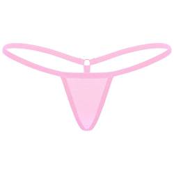 TiaoBug Damen Mini String Tanga Bikinihose Niedrige Taille Thong T-Back Unterhosen Erotik Unterwäsche Rosa D Einheitsgröße von TiaoBug