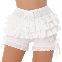 TiaoBug Damen Rüschen Spitzen Unterwäsche Slip Unterhosen Sicherheits Shorts Schlüpfer Unterrock Kurze Hose Hipster Schlafanzugshose Weiß C M von TiaoBug