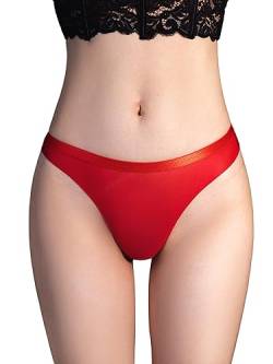 TiaoBug Damen Sexy String Tanga Low Rise Bikinihose Micro Mini Slip ÖL Glanz Dessous T-Back Thong Reizvolle Unterwäsche Rot C Einheitsgröße von TiaoBug