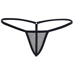 TiaoBug Damen String Tanga schwarz Ouvert Mini String Unterwäsche transparent reizwäsche Dessous Unterhosen M-XL Schwarz XL von TiaoBug