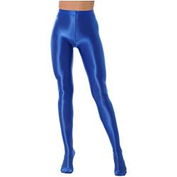 TiaoBug Damen Strumpfhose 70 Den glossy Glänzende Hose Pants Leggings Tights Modisch Matt mit Glanz Fein Strumpfhosen Blau Öl XL von TiaoBug