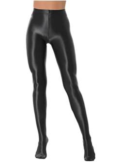 TiaoBug Damen Strumpfhose 70 Den glossy Glänzende Hose Pants Leggings Tights Modisch Matt mit Glanz Fein Strumpfhosen Schwarz Öl XL von TiaoBug