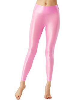 TiaoBug Damen Strumpfhose 70 Den glossy Glänzende Hose Pants Leggings Tights Modisch Matt mit Glanz Fein Strumpfhosen Z Rosa XL von TiaoBug