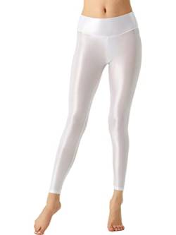 TiaoBug Damen Strumpfhose 70 Den glossy Glänzende Hose Pants Leggings Tights Modisch Matt mit Glanz Fein Strumpfhosen Z Weiß L von TiaoBug