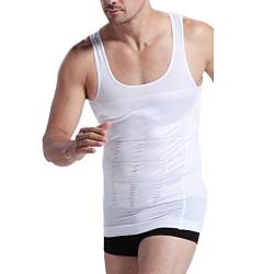 TiaoBug Herren Abnehmen Körperformendes Bauchweg Bodyshaper Unterhemd Kompressionsunterhemd Weste Shirt (M, Weiß) von TiaoBug