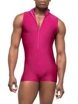 TiaoBug Herren Body Stringer Bodysuit Overall Unterhemd Männer Unterwäsche Enger Anzug mit langem Bein Hot Pink L XL von TiaoBug