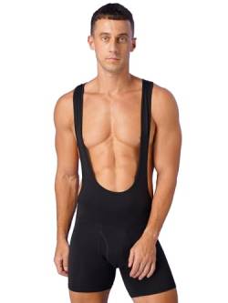 TiaoBug Herren Body Stringer Bodysuit Overall Unterhemd Männer Unterwäsche Enger Anzug mit langem Bein Schwarz K 3XL von TiaoBug