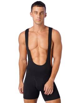TiaoBug Herren Body Stringer Bodysuit Overall Unterhemd Männer Unterwäsche Enger Anzug mit langem Bein Schwarz K XL von TiaoBug