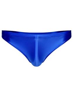 TiaoBug Herren ÖL Glanz Unterhosen Slip Glatte Stretch Hipster Panty Elastische Taille Badehose Hot Pants Blau B XL von TiaoBug