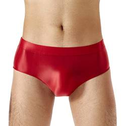 TiaoBug Herren ÖL Glanz Unterhosen Slip Glatte Stretch Hipster Panty Elastische Taille Badehose Hot Pants Rot XL von TiaoBug