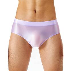 TiaoBug Herren ÖL Glanz Unterhosen Slip Glatte Stretch Hipster Panty Elastische Taille Badehose Hot Pants Violett XXL von TiaoBug