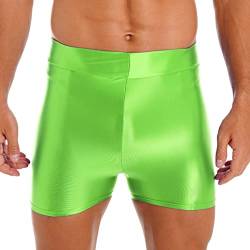 TiaoBug Herren Öl Glanz Boxershorts Retroshorts Kurze Hose Sport Leggings Tights Laufhose Fitnesshose Trainingsshorts Hot Pants Knielang Kompressonshose Leucht Grün C XL von TiaoBug