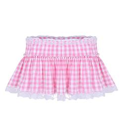 TiaoBug Herren Sissy Höschen mit Rock Erotik Dessous Crossdresser Unterwäsche Kostüm Transparent Unterhosen Slip mit Tüll Röckchen Pink Kariert M von TiaoBug