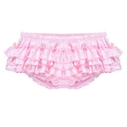 TiaoBug Herren Unterhosen Slip Satin Briefs Hipster Rüschen Design Gerafft Mini Strings Pants Reizwäsche erotische Valentinstag Unterwäsche Rokoko Stil M-XL Rosa mit Rüschen XXL von TiaoBug